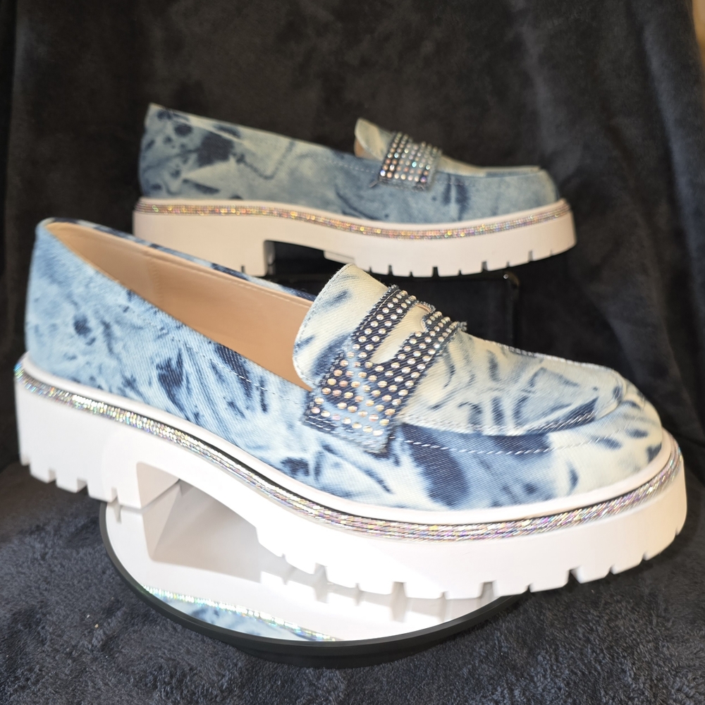 Cape Robbin Blue Denim Loafers with Rhinestone Accent - Picture 8 of 8